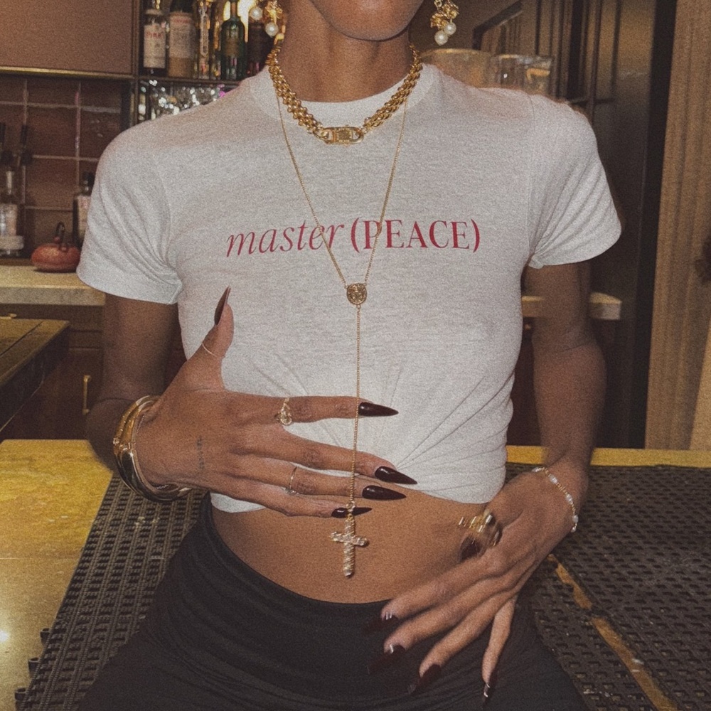 Master (peace) baby cotton tee from Bad Girl Good Human